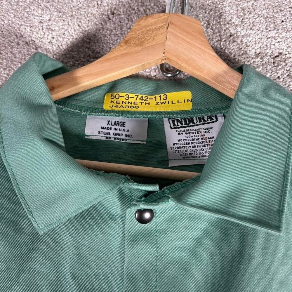 Vintage mint green button up welder's workwear jacket - Picture 4 of 7